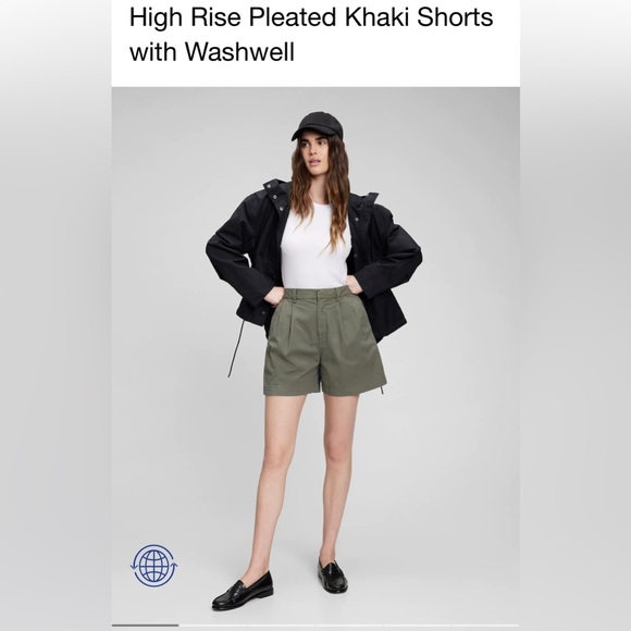 Gap High-Rise Pleated Khaki Shorts (size 6, Mesculen Green) - Picture 3 of 3